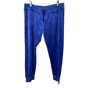 Juicy Couture Womens Blue Velour Jogger Pants L Y2K Athleisure Pullon Elastic
